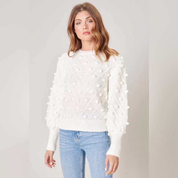 Sweaters - Sugar Lips Shake Your Pom Pom Sweater White Size Small